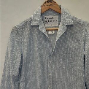Frank & Eileen Light Blue Microprint Casual Button-Down Shirt size XS